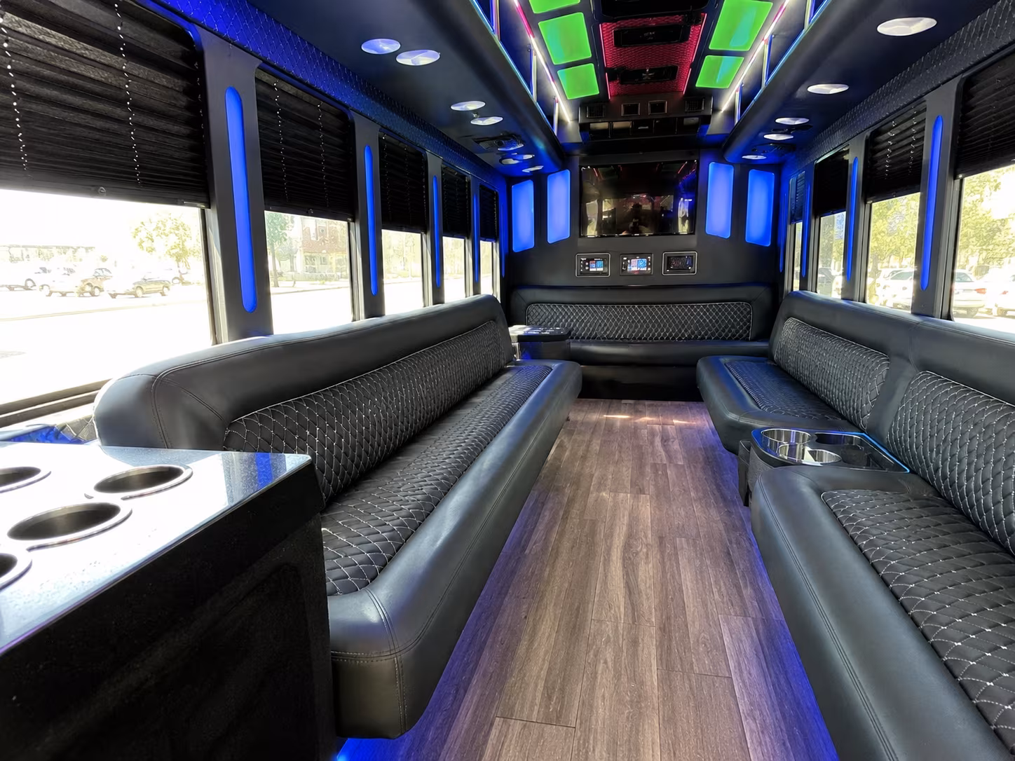 cuyahoga falls 15 passenger party bus inside
