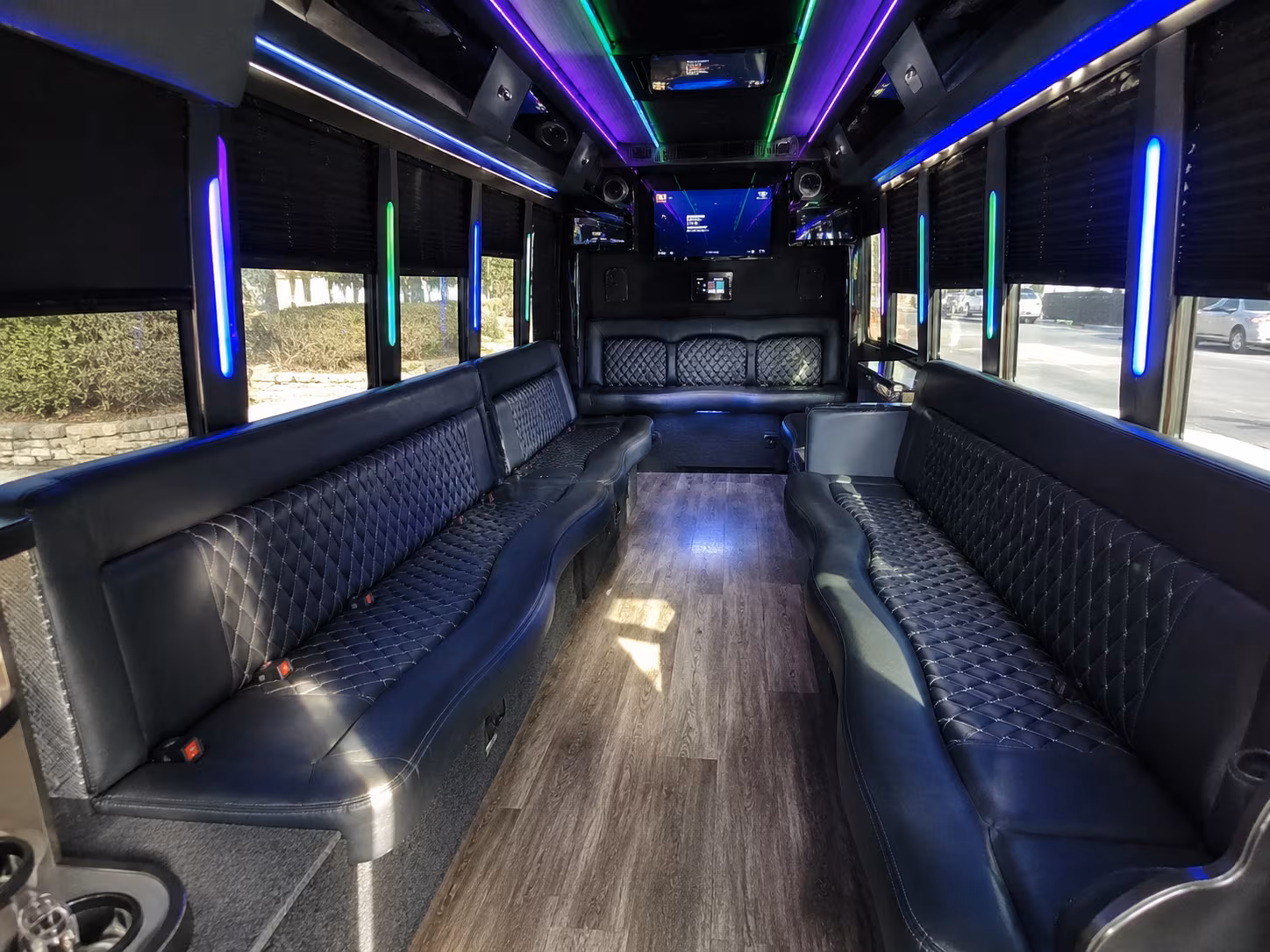 cuyahoga falls 15 passenger party bus interior