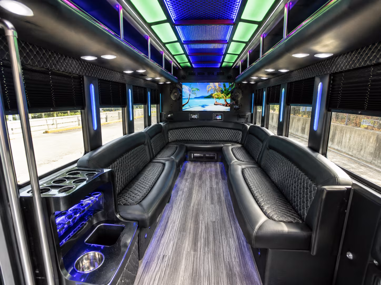 cuyahoga falls 18 passenger party bus inside