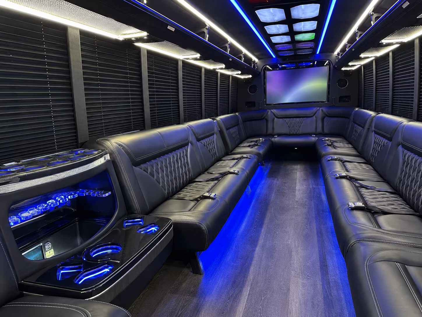 cuyahoga falls 20 passenger party bus inside