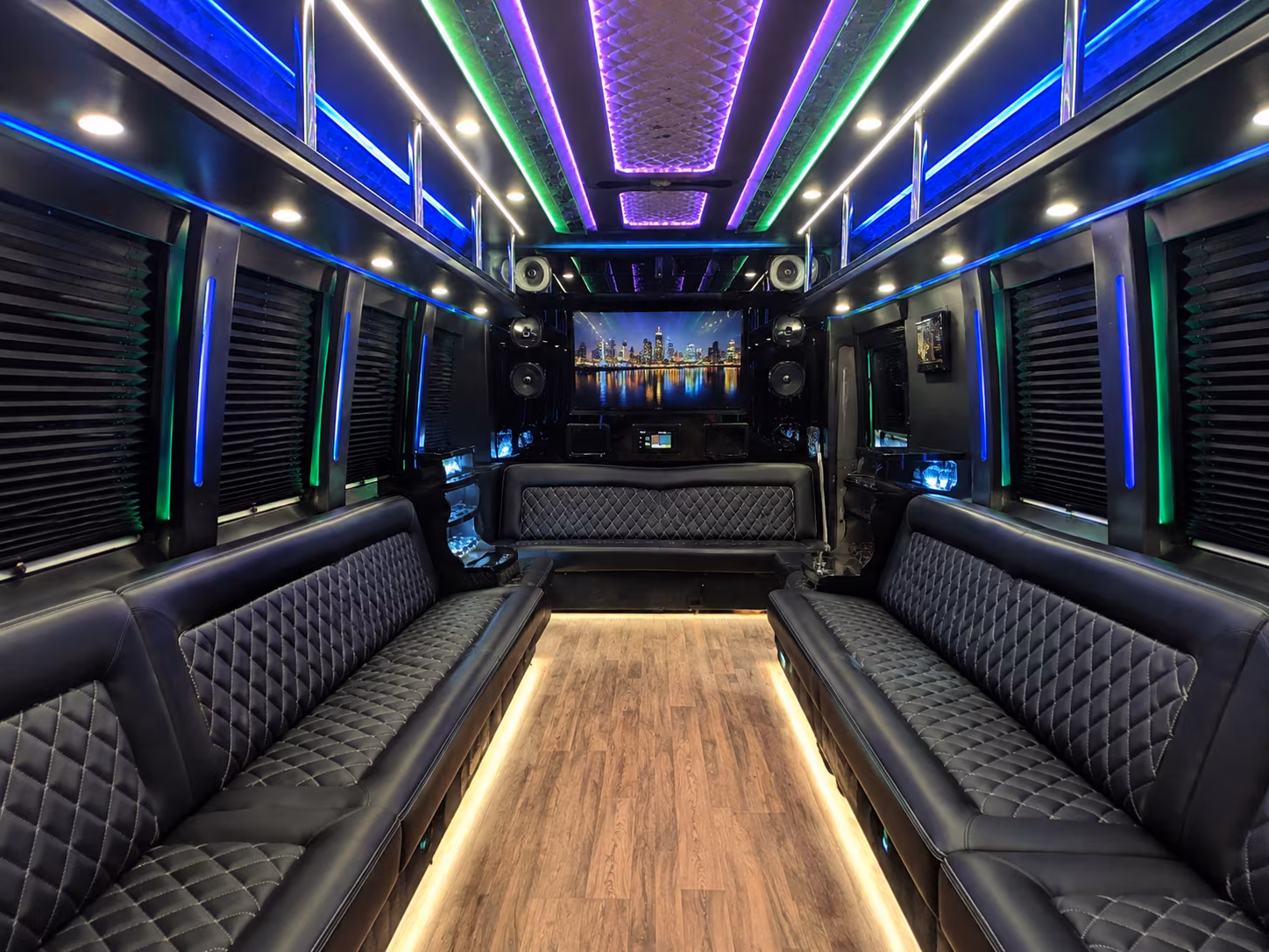 cuyahoga falls 25 passenger party bus interior