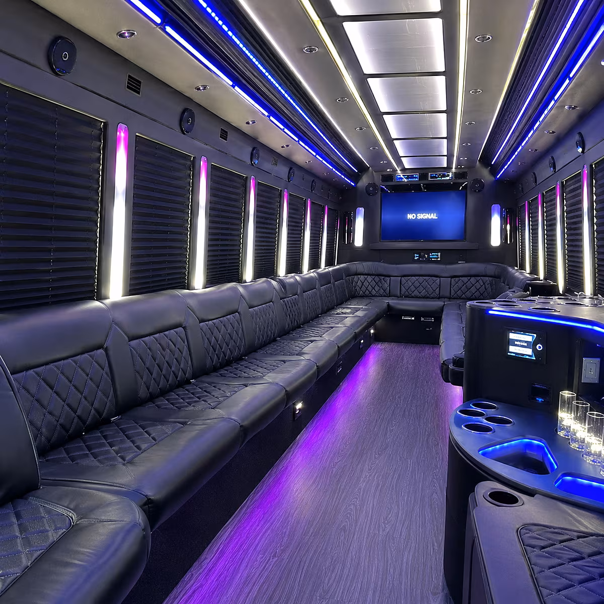 cuyahoga falls 30 passenger party bus inside