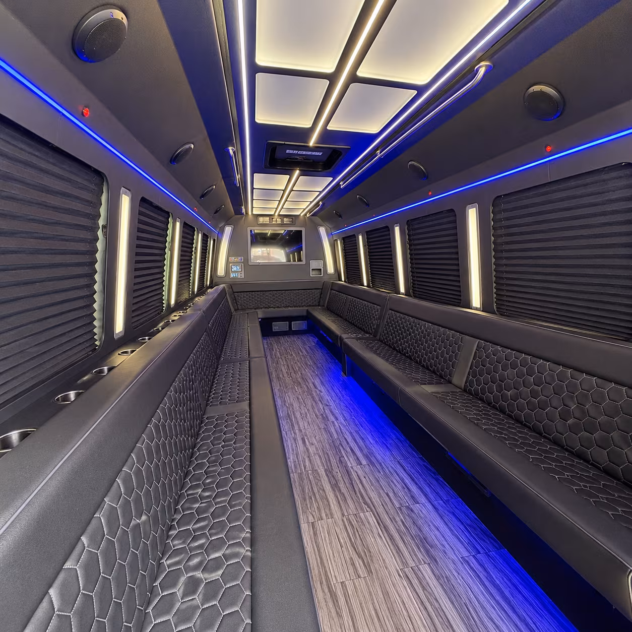 cuyahoga falls 30 passenger party bus interior