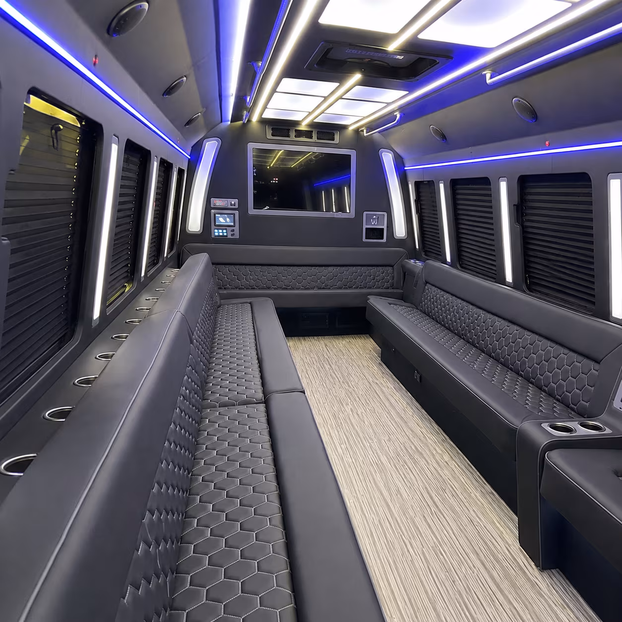 cuyahoga falls 40 passenger party bus inside