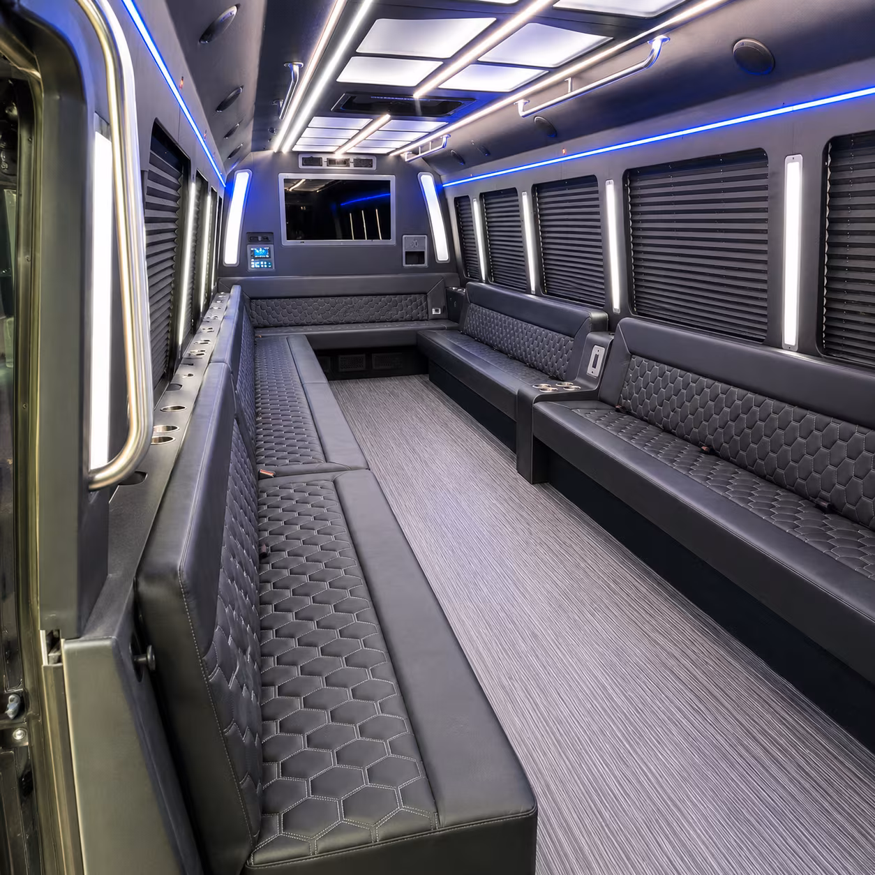 cuyahoga falls 40 passenger party bus interior