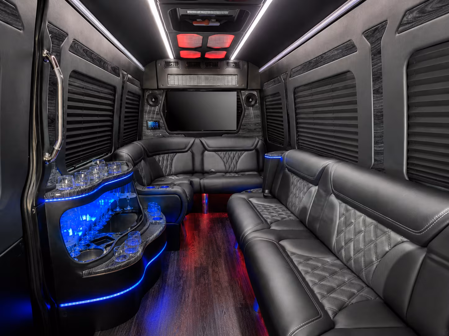 cuyahoga falls 50 passenger party bus inside
