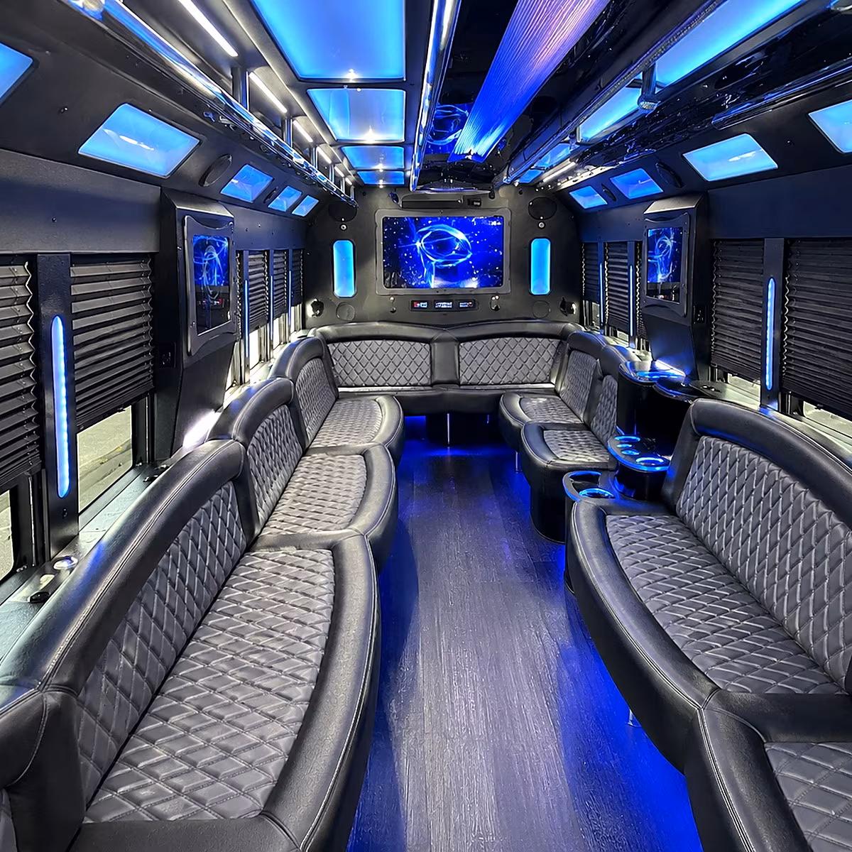 cuyahoga falls 50 passenger party bus interior